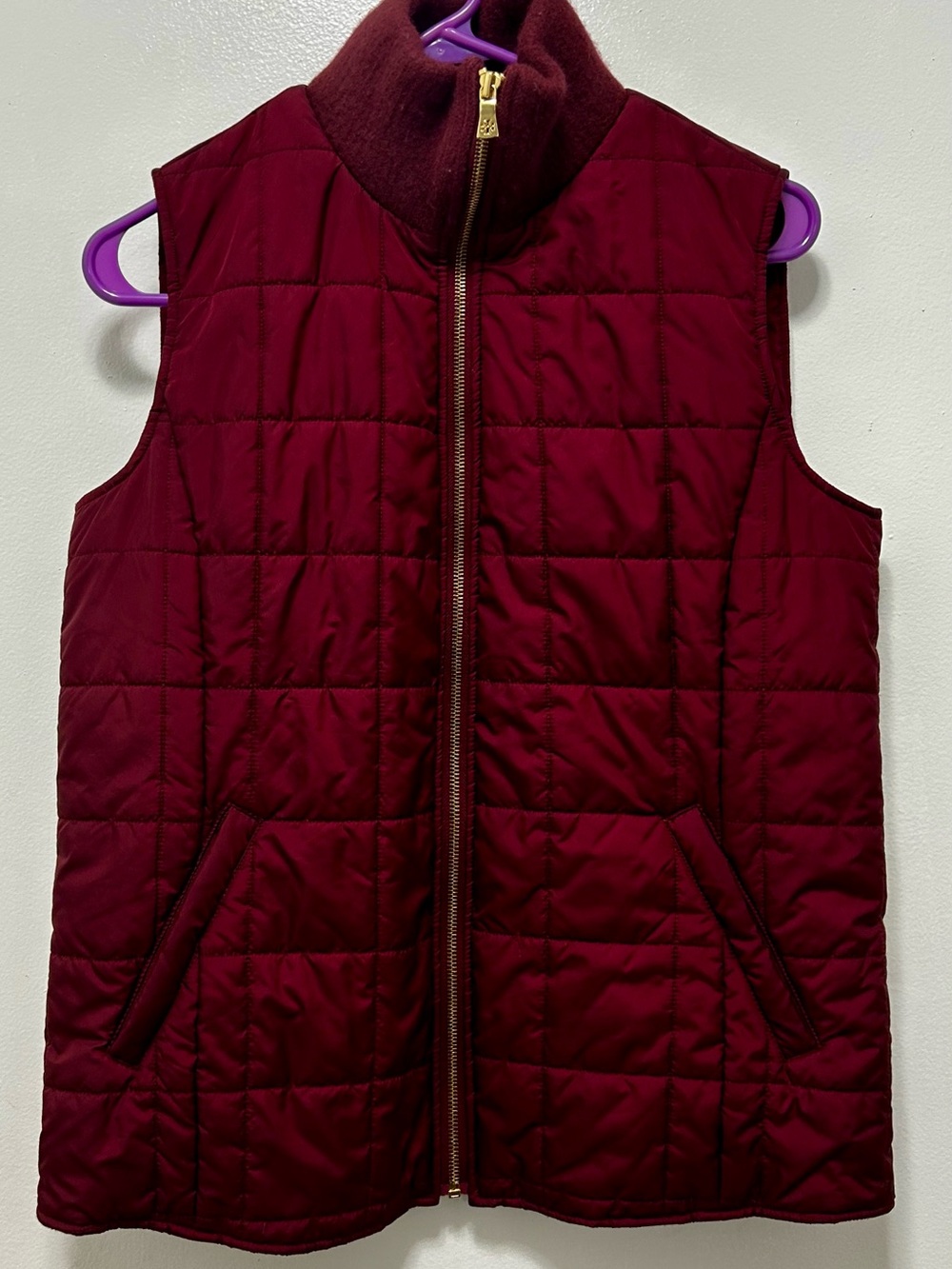Tory Burch Maroon Quilted‎ Puffer Vest